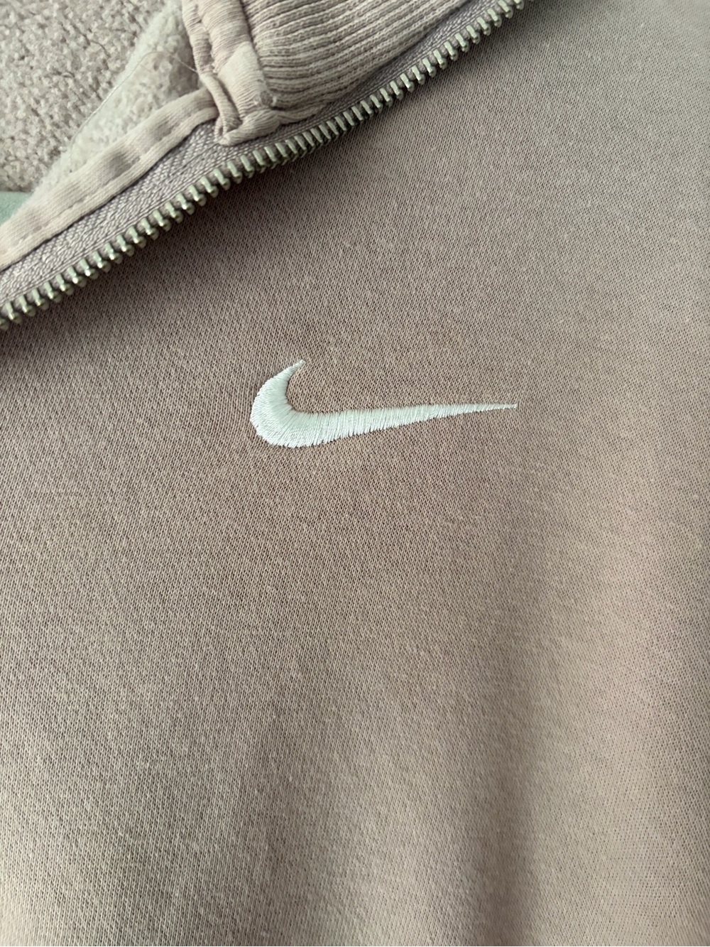 Nike Women’s Cropped Quarter-Zip Sweatshirt - Dusty Rose Pink - Picture 3 of 4